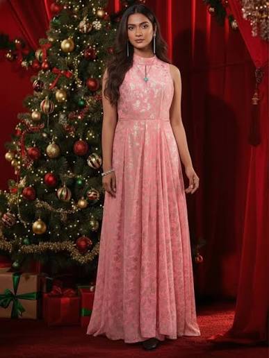 Blush Blossom Halter Gown